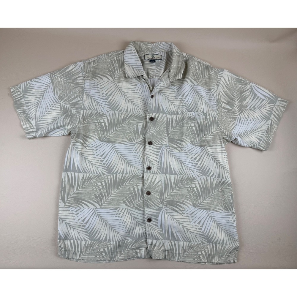 Coastal Silk Camp Shirt Palm Leaf Print Large Tommy Bahama